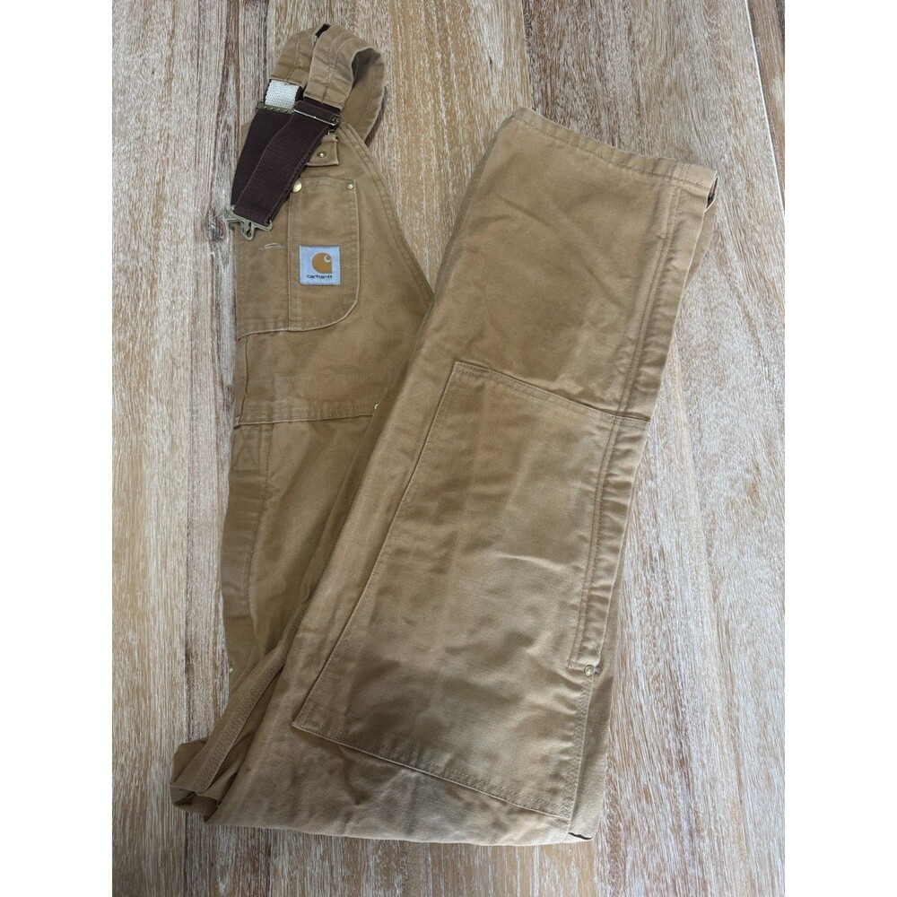 Vtg Carhartt R05 BRN Overalls 38x32 Made in USA 2002 Unworn Distressed Duck